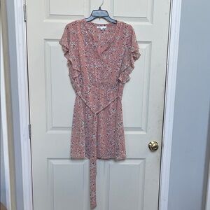 DR2 Floral Peach Ruffle Mini Dress